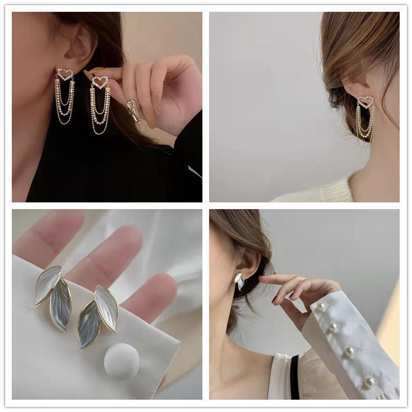 Women's Dongdaemun Bow Fashion Earrings: Cute & Simple Ear Hooks with Elegant Temperament