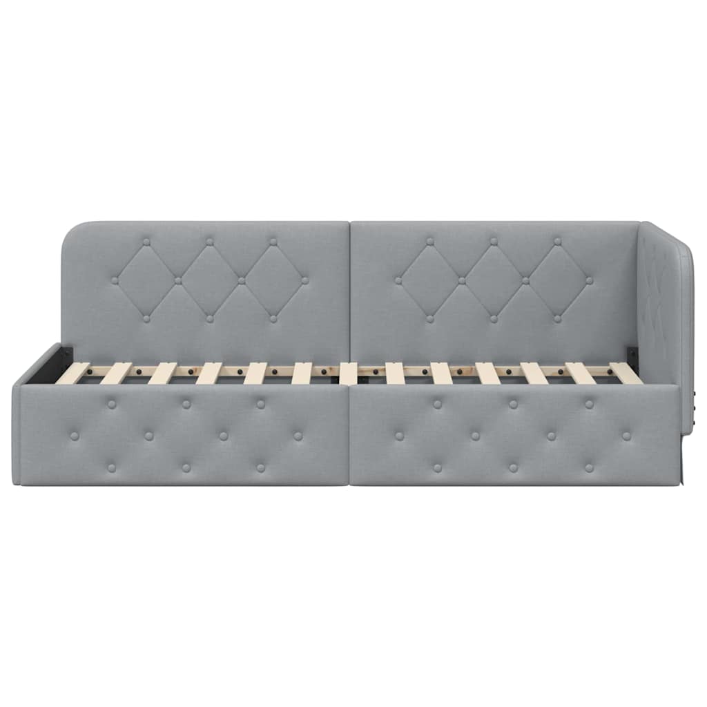 Corner Bed Frame Light Grey 80 X 200 Cm Fabric
