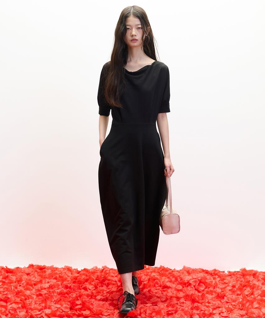 Hawaii Ha Kim [Atelier] Offset Jersey Dress_Black
