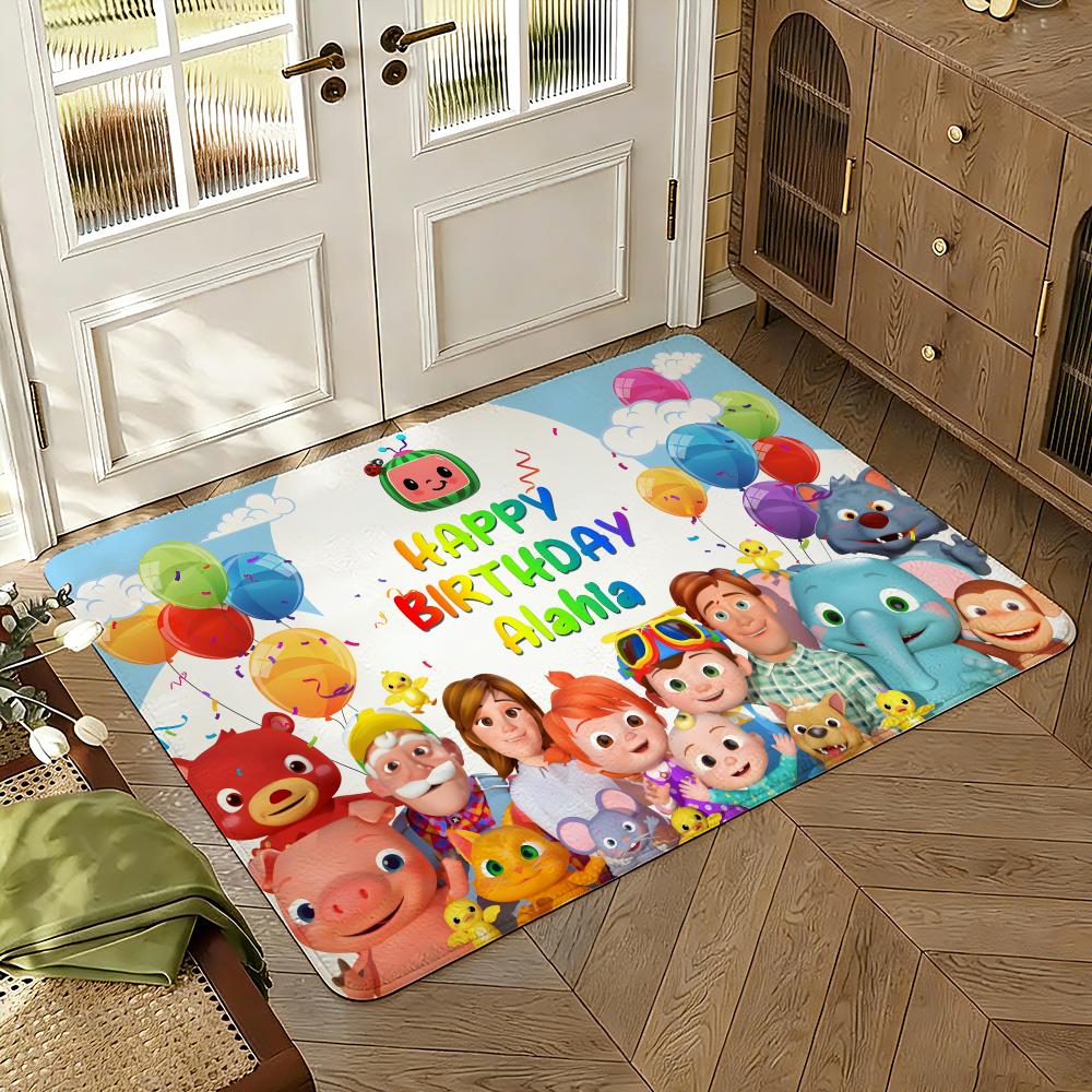 Cartoon C-CoComelon-S Cute Music Floor Mat Soft Thickened Non-Slip Bedroom Living Room Door Mat Home Decor Flannel Rugs