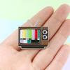Retro TV No Signal Icon Brooch Badge