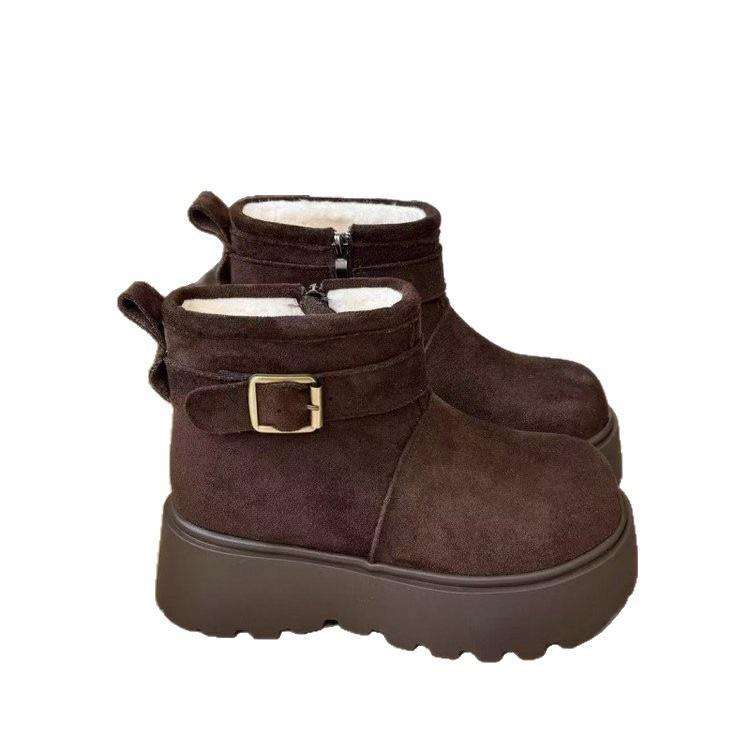 Winter thick-soled velvet thickened snow boots new Birkenstock bread shoes big cotton shoes short boots