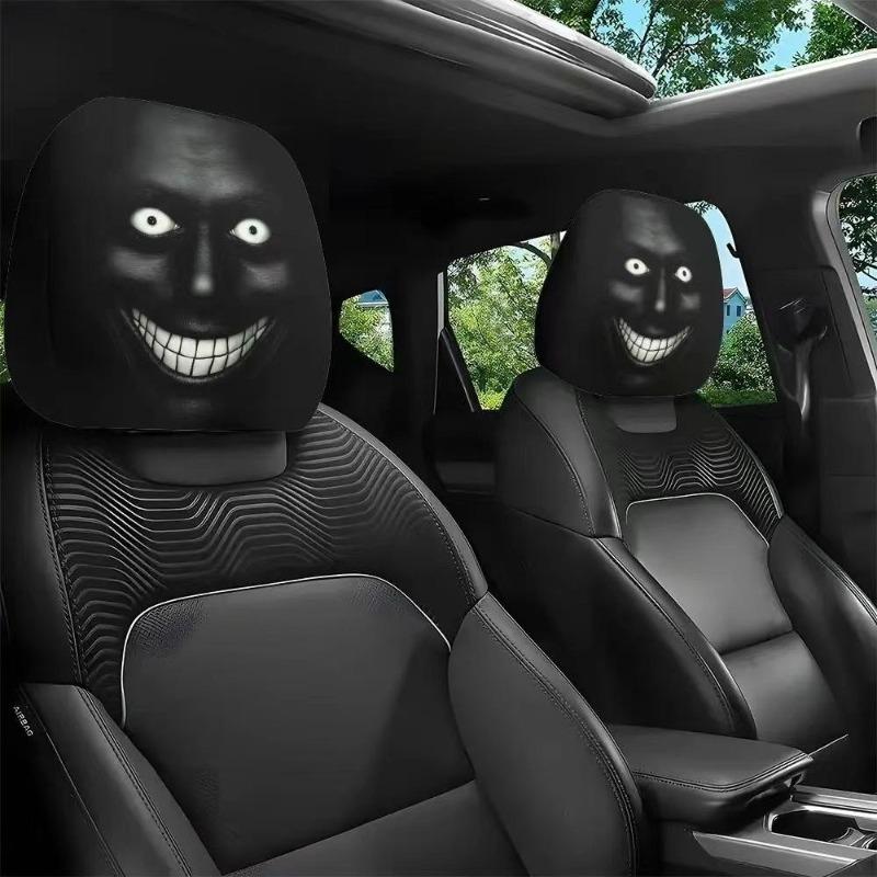 2PCS Funny Cartoon car headrest Cover, Cute Funny Eyes, Suitable for Halloween, Christmas car Universal Elastic Models Funny Decoration