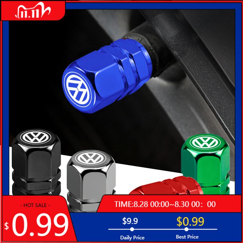 VW GTI GOLF 2026 Heet Voor VW VOLKSWAGEN 4 Stuks 3D Metaal Auto Bandenventieldopjes Wiel Stofkap Voor Volkswagen Tharu R Polo T5 GTI Tig