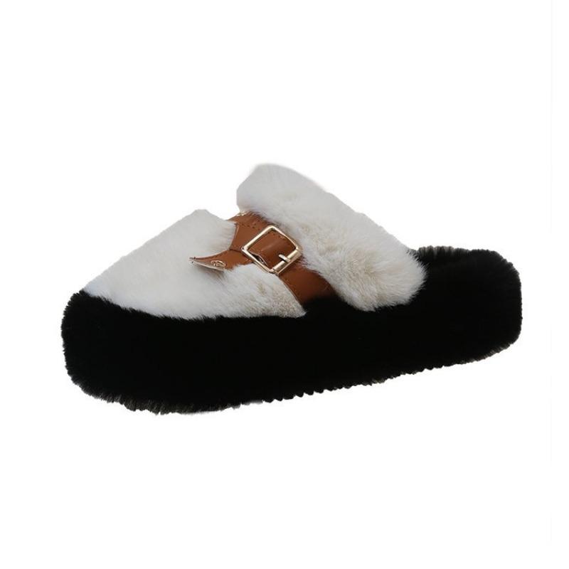 Autumn and Winter New Bag Head Plush Slippers Fashion Bag Head One Pedal Slippers Women's Home Slippers