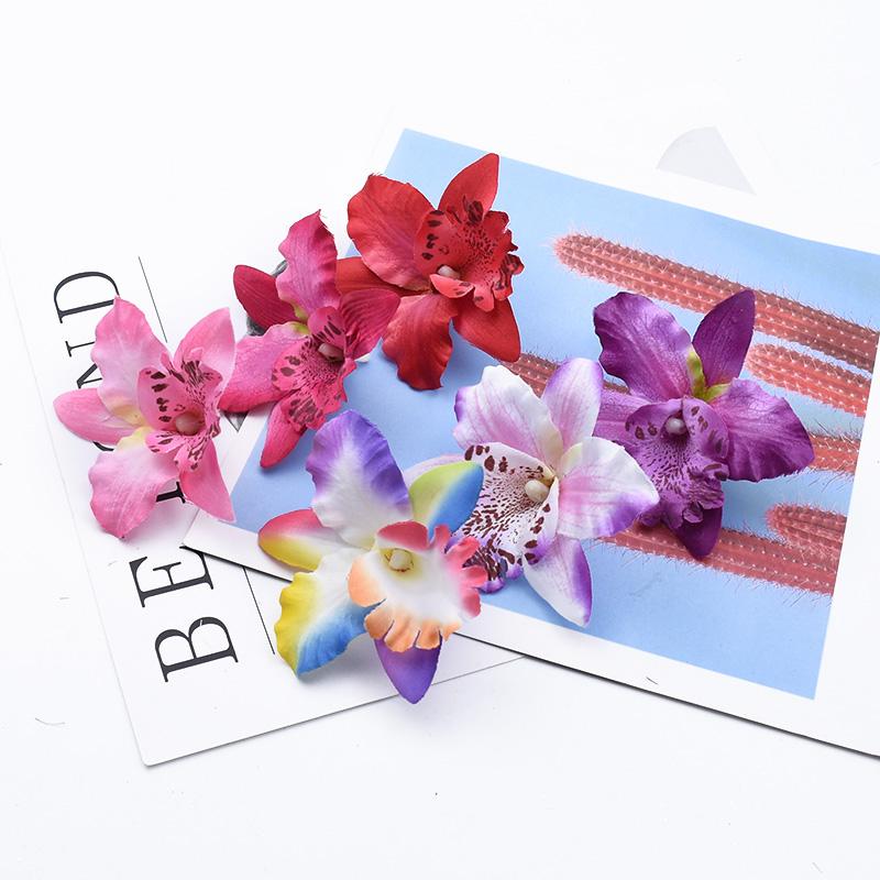 10/20pcs Artificial Flower Plants Butterfly Orchid Flowers Wall Wedding Home Room Decor Bridal Accessories Clearance Wreath prop