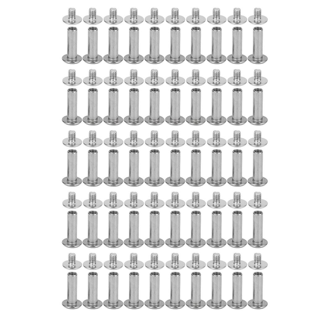 50 Sets Rivet and Screw M3.5 Stainless Steel Flat Round Head Rivet Fastener Set for Leather Crafts