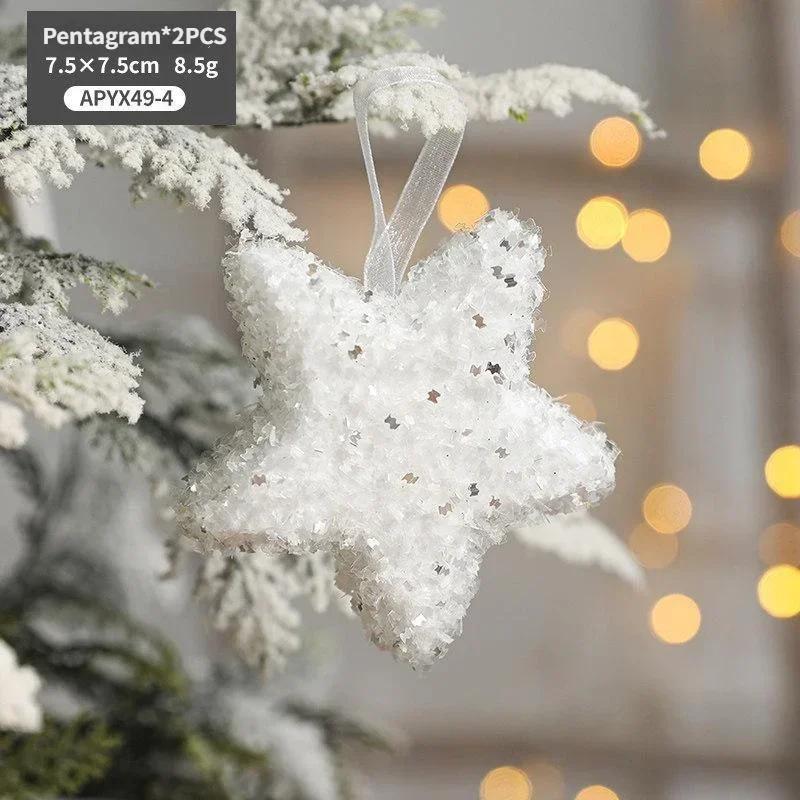 1 Pcs Ornaments White Foam Stars Pentagram Icicle Gift Box Pendant Tree Hanging Decorations Shiny New Year Festival Decors