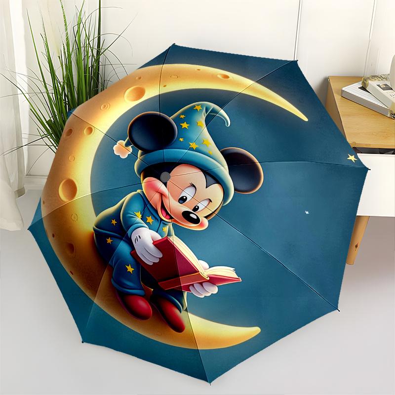 

Mickey Mouse Wizard Hat Automatic Opening and Closing Umbrella, Compact Travel Umbrella, Lightweight and Portable, Suitable for Beach Commut