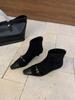2025 New Autumn and Winter Korean Maillard Wears High-heeled Short Boots, Suede Rear Zipper Retro Square Head Short Boots for Women