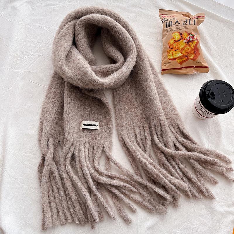 Ankara red wool Christmas solid color wool scarf women's winter high-end atmosphere shawl