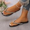 Fashion Fashion Pearls Beach Flip Flops for Women 2025 Summer Clip Toe Flat Slides Sandals Woman Comfortable Non Slip Outdoor Slippers