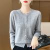 QingHe Cashmere Women's 30% Cashmere Cardigan - Soft & Warm Wool Blend Sweater