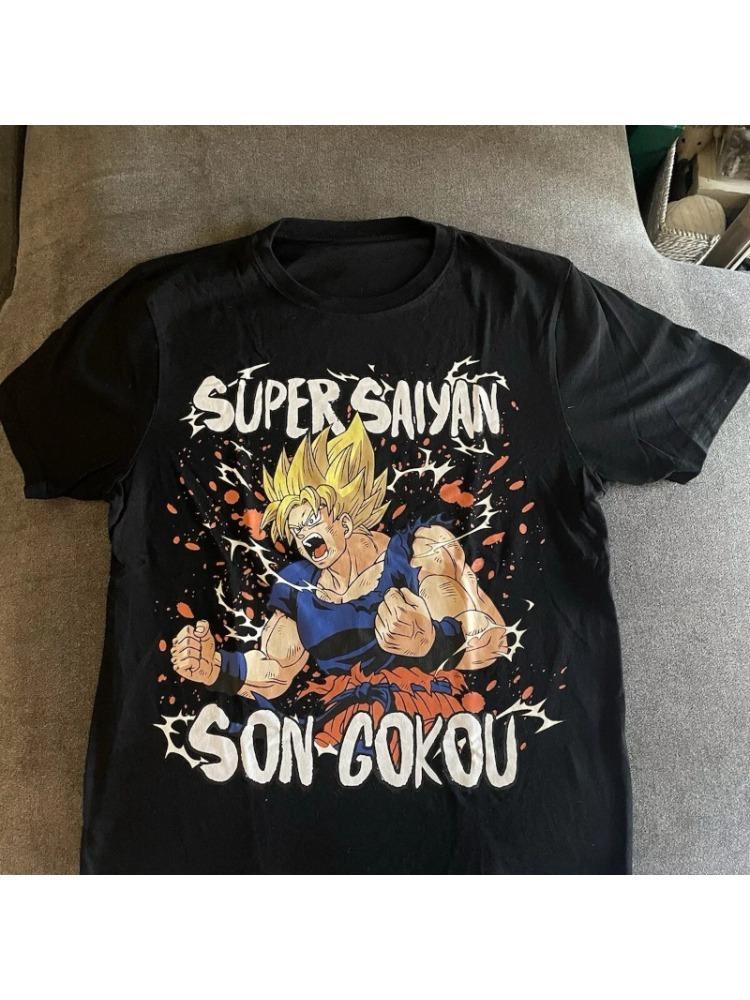 Dragon Ball Z Monkey King Super Saiyan T-Shirt Black Summer New Retro Fashion Men's and Women's Streetwear