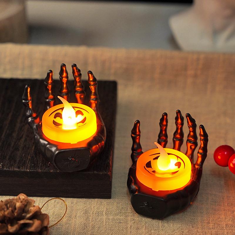 Halloween Skull Hand Candle Light Easter Ghost Hand Decoration Prop Light Creative Atmosphere Ornament Night Light