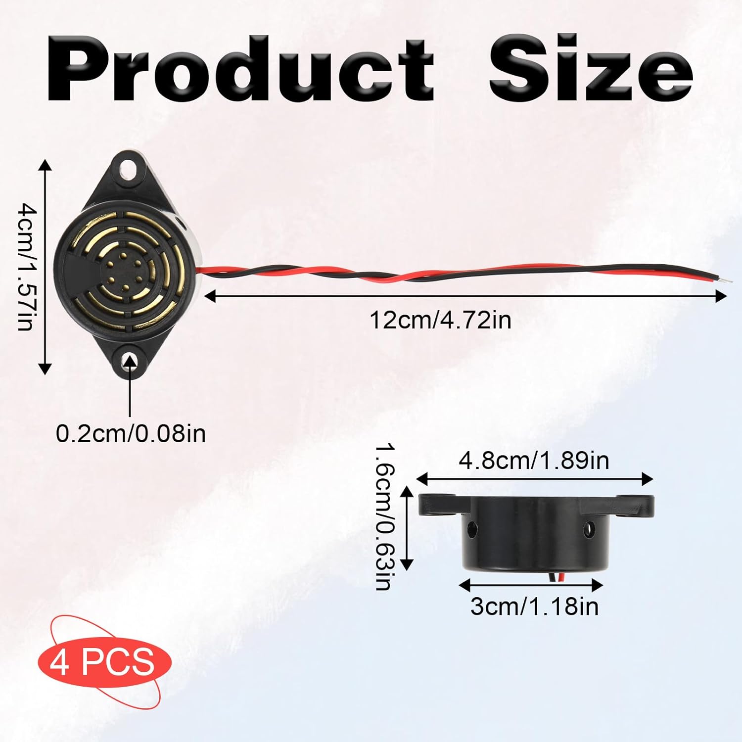 4PCS SFM-27-W Beep Tone Alarm Ringer, DC 3-24V 90dB Active Piezo Electronic Buzzer, Black Continuous Beep Speaker, Electronic Buzzer Alarm Sounder