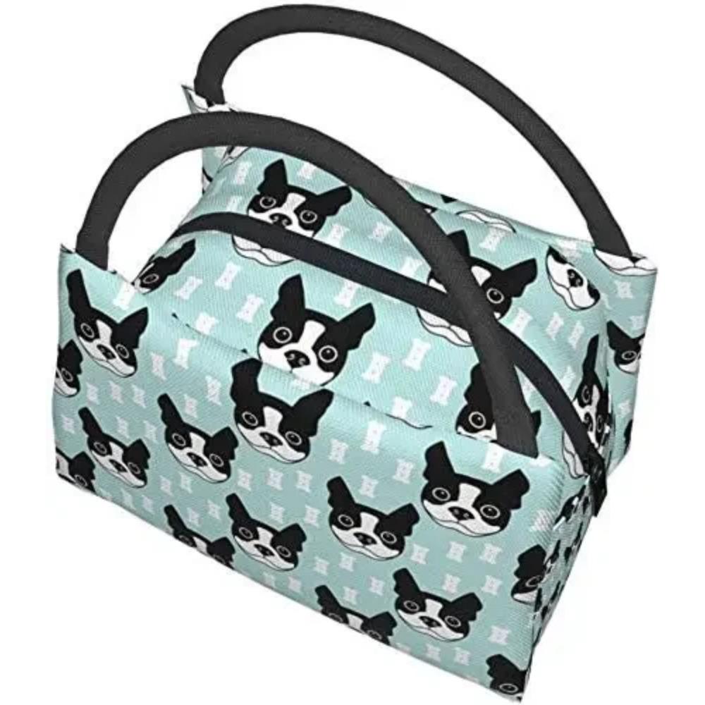 Reusable Lunch Bag Boston Terrier and Dog Insulated Lunch Box Cooler Tote Bag Organizer Bag for Work Outdoor Picnic