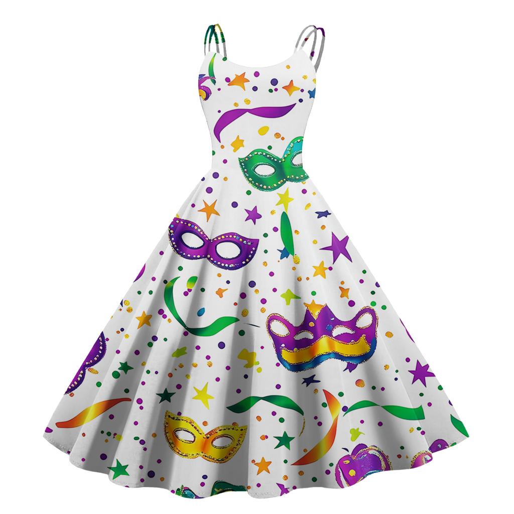 Women's Halloween Print Sexy Off-The-Shoulder Punk Vintage Dress