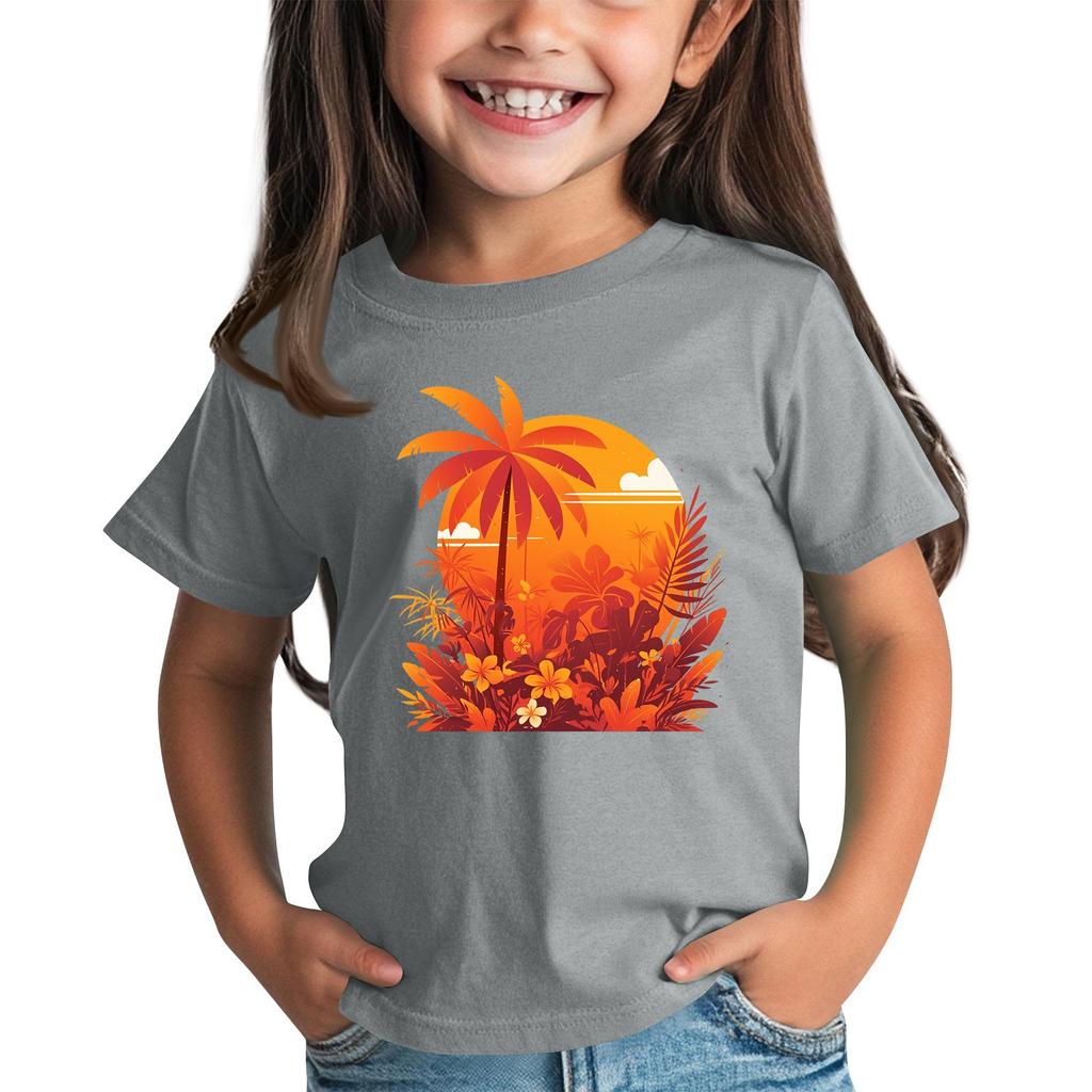 Dětská móda Denní potištěné tričko s kulatým výstřihem a krátkým rukávem