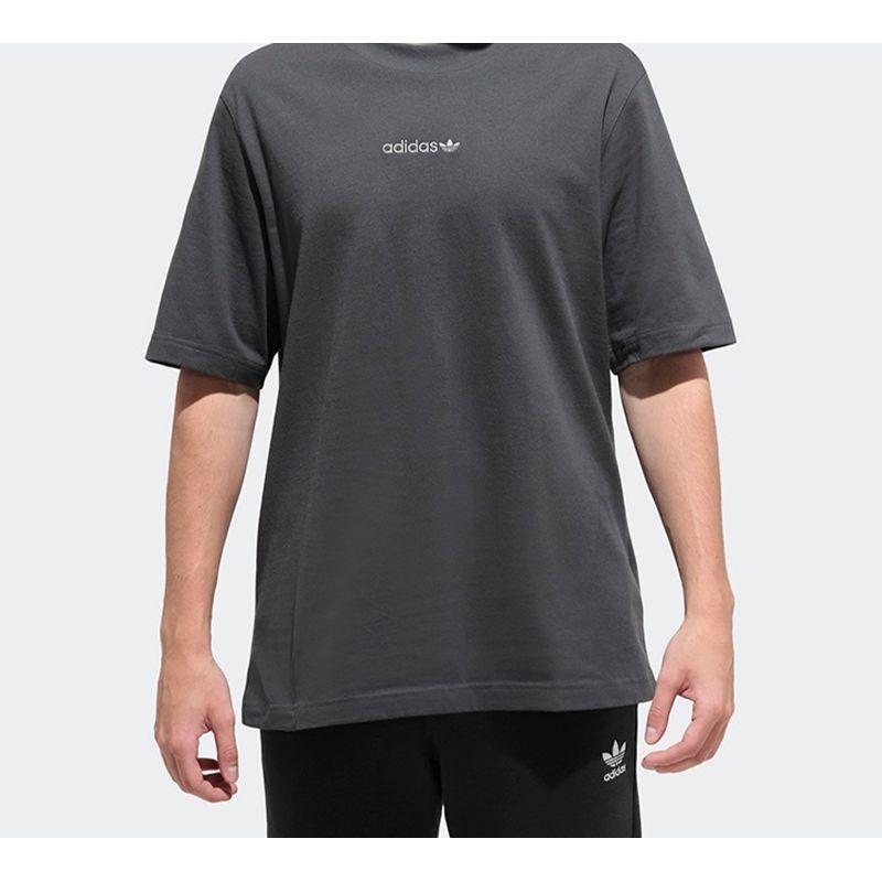 Adidas Originals Embroidered Logo Short Sleeve T-Shirt Men Tops Grey GL6147