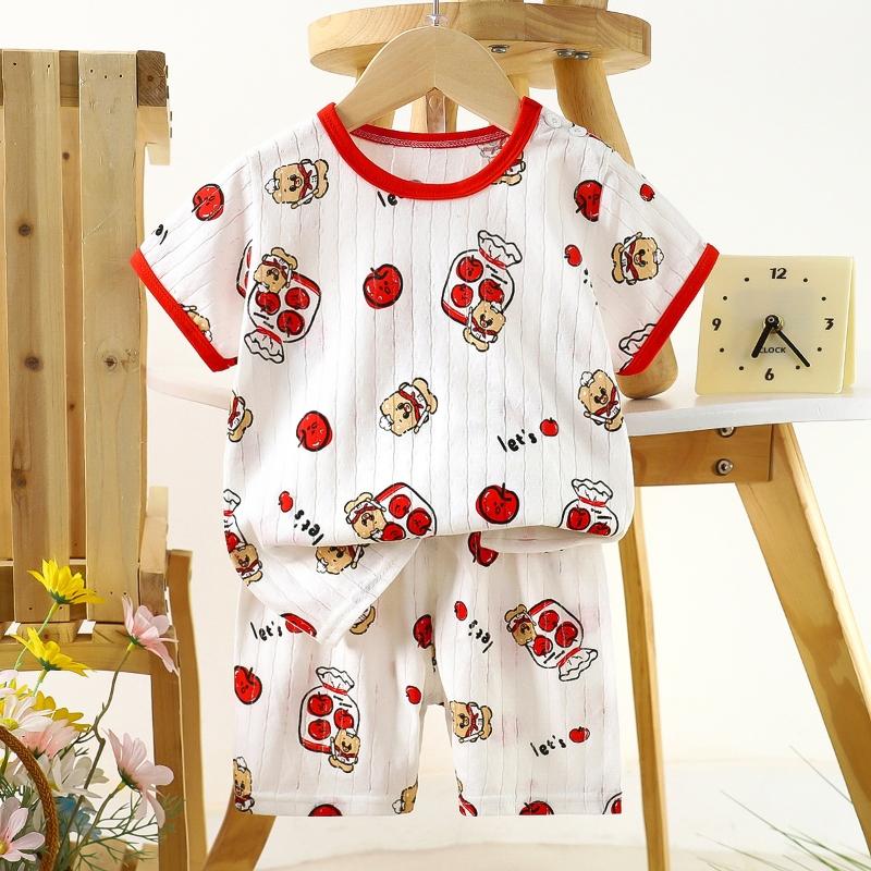 2pcs/set Cotton Children Sets Kids Clothes Boys Girls T-shirt Shorts  Summer Short Sleeve Baby Clothing Toddler