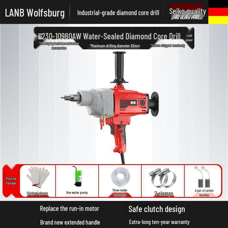 Diamantkern-Betonbohrer & Ständer – Handgehaltener Nass-/Trockenlochbohrer mit Wasserbohrermischer