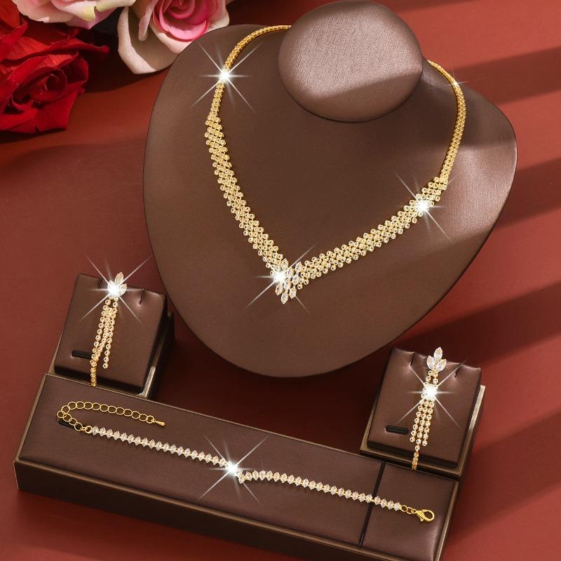 

Bridal jewelry exquisite casual collarbone necklace earrings suit wedding dress accessories
