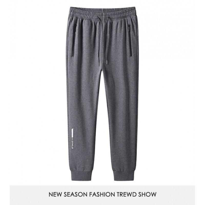 Mens Winter Warm Fleece-Lined Loose Fit Casual Jogger Pants Elastic Waist Straight Leg Cotton Blend Plus Size