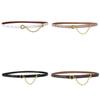 Womens Leather Belt With Metal Chain Decor For Elegant Dress And Suit Styling