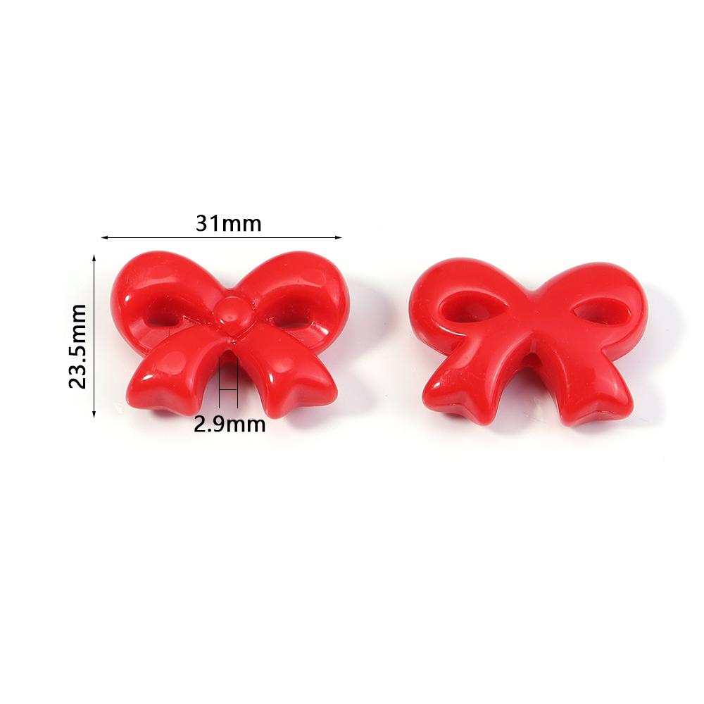 10pcs 23.5x31mm Acrylic Bow Beads Colorful Bowknot Loose Spacer Bead For Jewelry Making DIY Bracelet Phone Key Chain Accessories