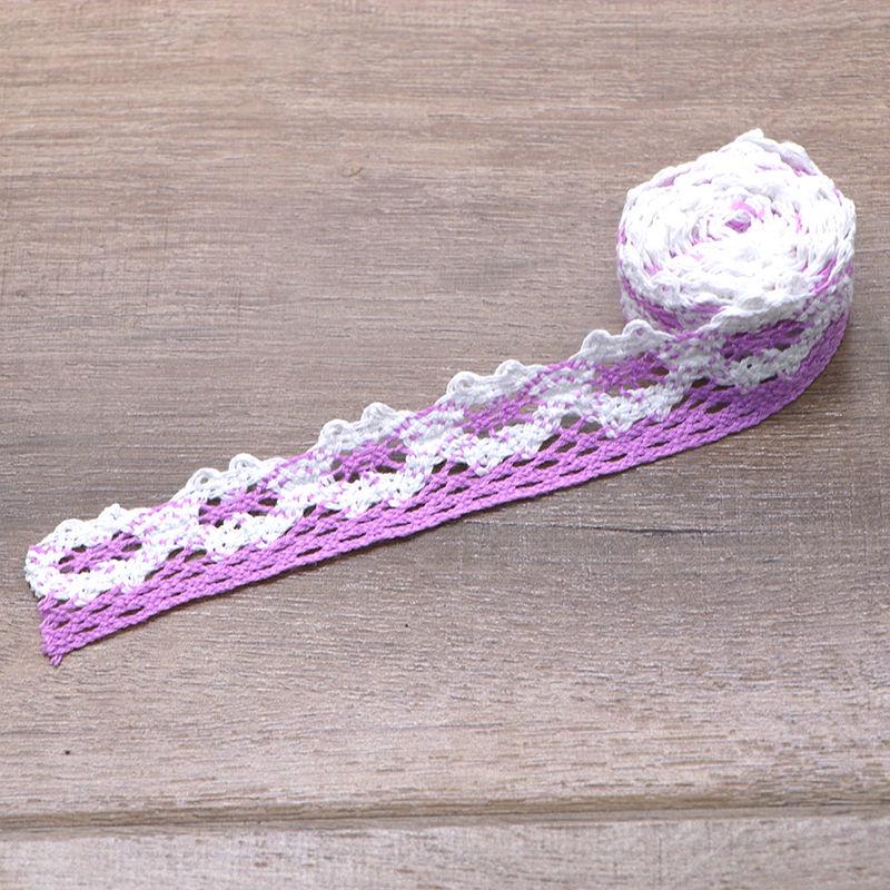 White Lace Trim with Colored Cotton Edges for DIY Decorative Tablecloths, Curtains, and Sofas