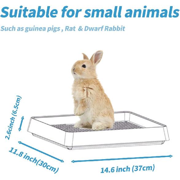 PODOO Rabbit Large Litter Box, Guinea Pig Training Pan Cage with Toilet Tray, Ideal for Rats, Ferret, Bunny Small and Medium Animals (Medium)