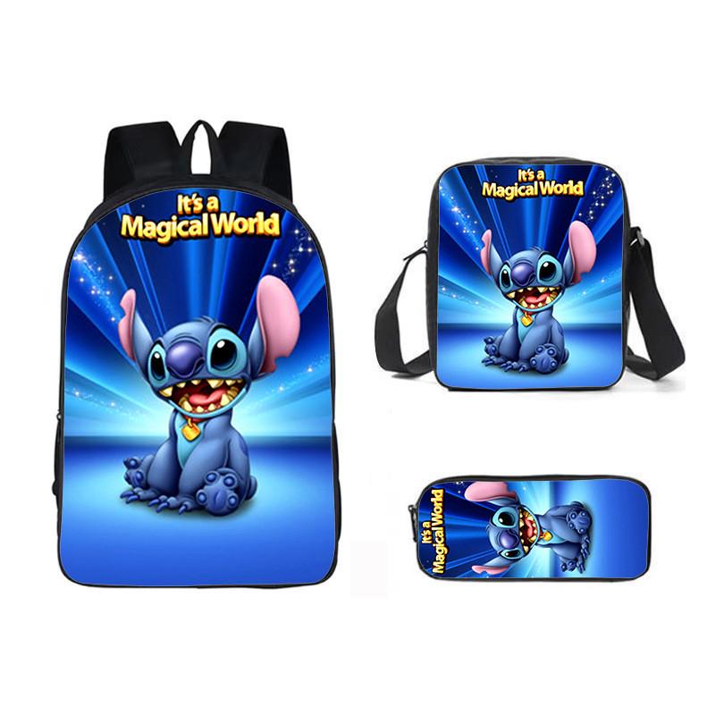 Stitch Cartoon Backpack For Kids Oxford Fabric Waterproof School Bag With Breathable Straps