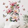 Magnolia Butterfly Wall Sticker Self-Adhesive Waterproof Removable Living Room Bedroom Hallway Background Wall Home Decor Art