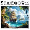 1 Piece of Polyester Pirate Ship Background Fabric, a Marine-themed Photography Backdrop, Indoor/outdoor Party Banner