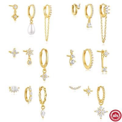 S925 Sterling Silver Daily Temperament Matching Set Earrings Earrings Women'S Earrings Stud Earrings Set