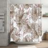 Luxury Floral Shower Curtain Bathroom Decor Cream Gold Printed Polyester Fabric Waterproof Easy Clean for Bathtub or Walk-In
