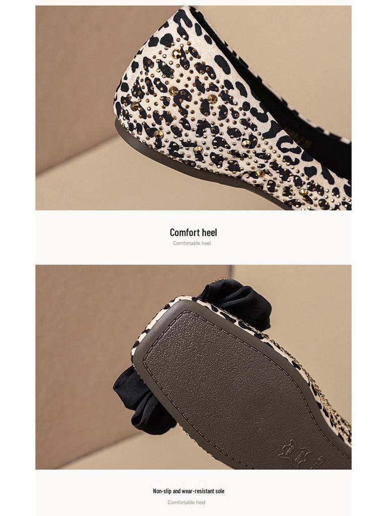 Women's Houndstooth Bow Flat Moccasins