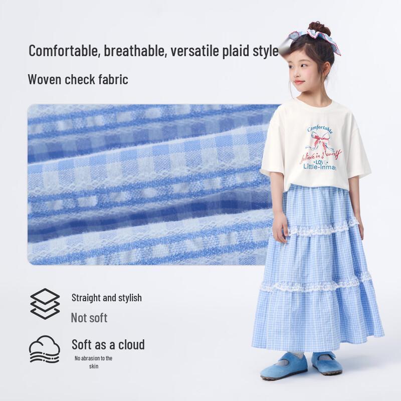 Girls' Summer Plaid A-line Skirt
