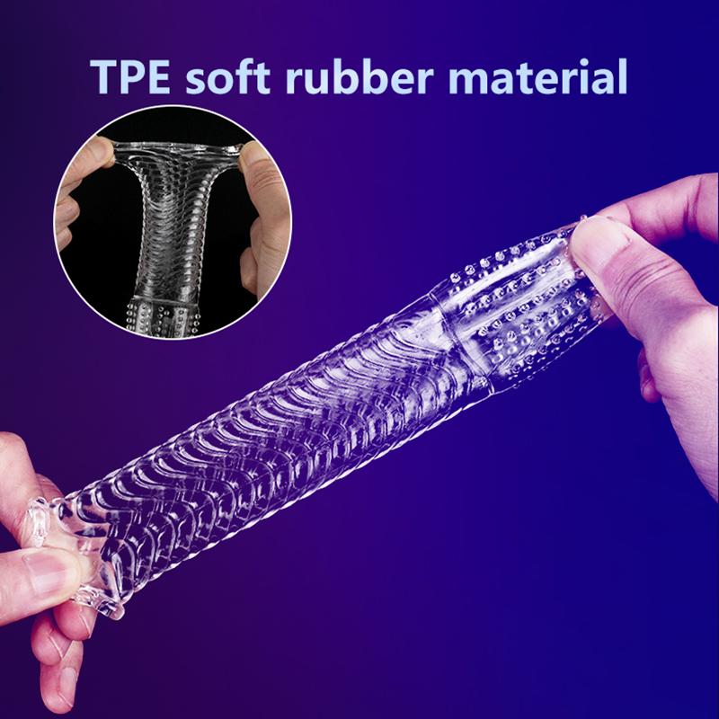 MELEON Wiederverwendbare Kondome für den Penis, Penisverlängerung, Ärmel, Spermasperre, Penisring, Dildo-Abdeckung, Sexspielzeug für Männer, Verzögerung der Ejakulation