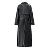 European and American Women's Faux Leather Fashion Trench Coat Jacket