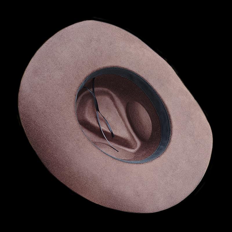 Brown Wool Hat French Vintage Webbing Decorative Felt Hat Webbing Western Style Felt Hat