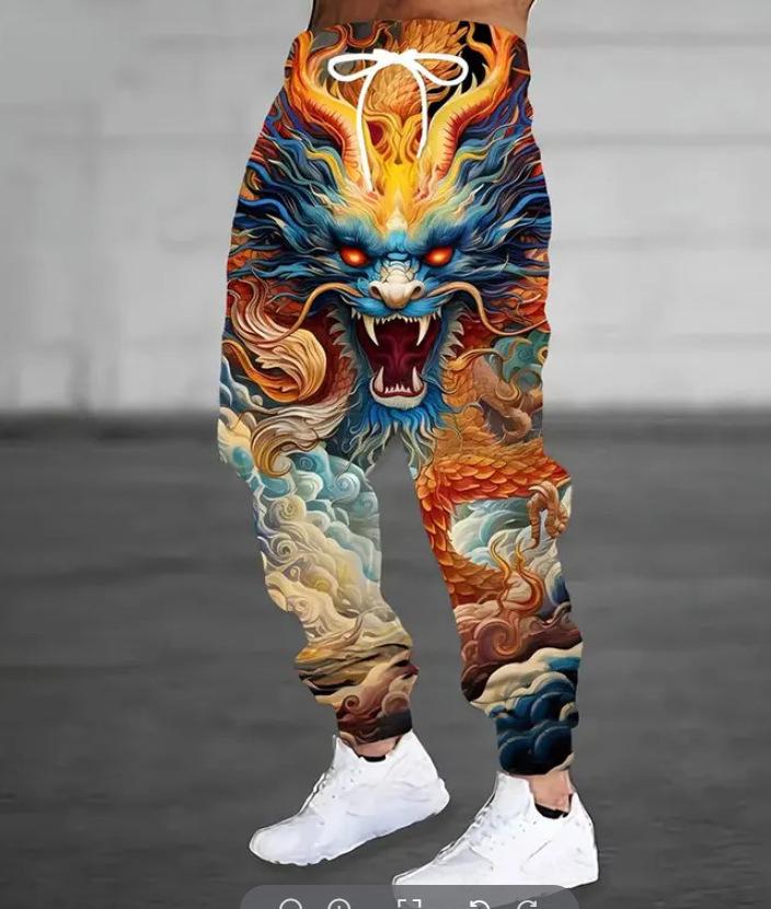 Pantaloni de trening lungi casual pentru bărbați cu imprimeu 3D, toamnă 2025 - Stil european și american