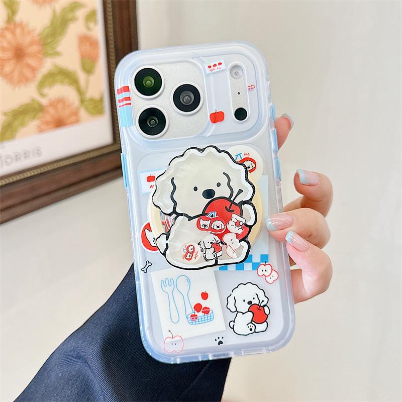 Red Apple Dog Magnetic Stickers for iPhone 17/16 Pro Max/15 Pro Case