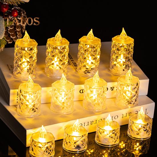 Lumânări de cristal fără flacără, 4 buc. Lumânări cu LED Lumânări intermitente, care funcționează cu baterii, Lumânări false pentru nunți, decorațiuni interioare