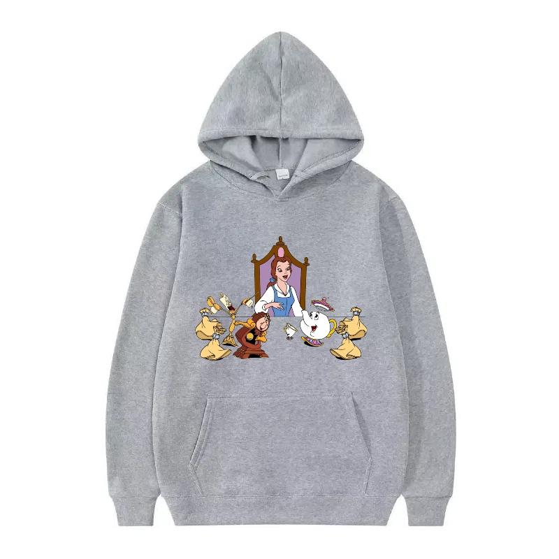 Disney Kráska a zvíře Princezna Vzor Dámské Volné Černé Podzimní Topy Oblečení Svetry Dámské Levné Y2k Mikiny Pánské Sportovní