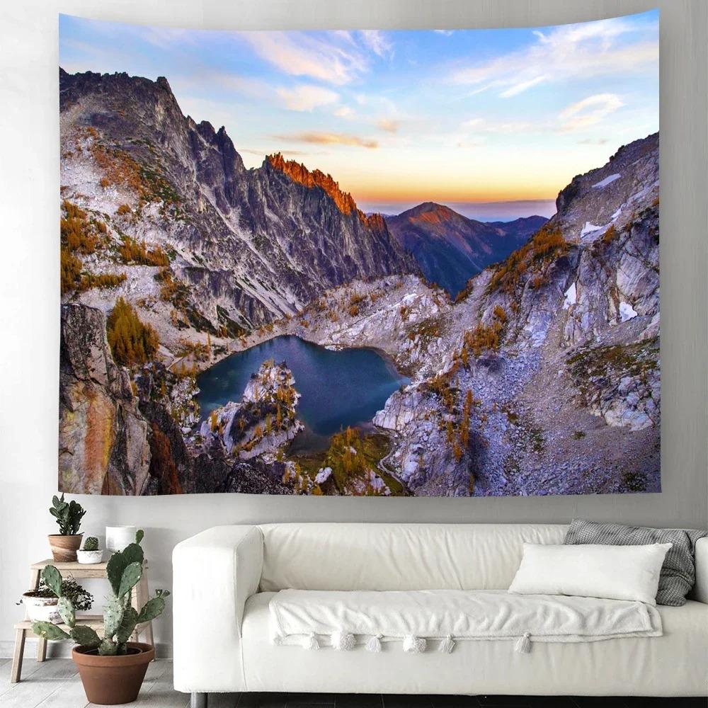 Natural Scenery Lake Sunset Decorative Tapestry Home Wall Living Room Office Decorative Tapestry