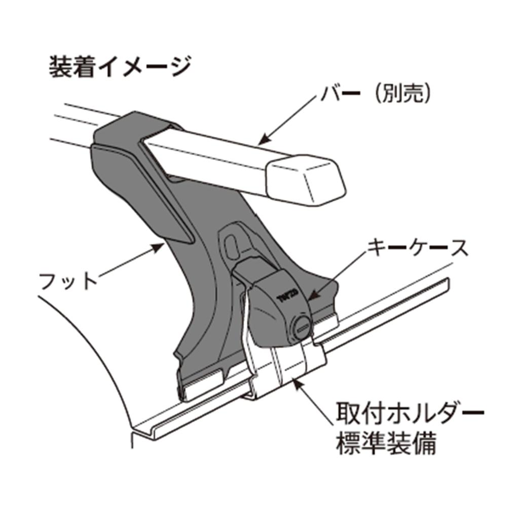 Terzo (by PIAA) Roof Carrier/Base Carrier with Feet, Rain Molding Type, Black, Set of 4, with Locks, EF3TMX