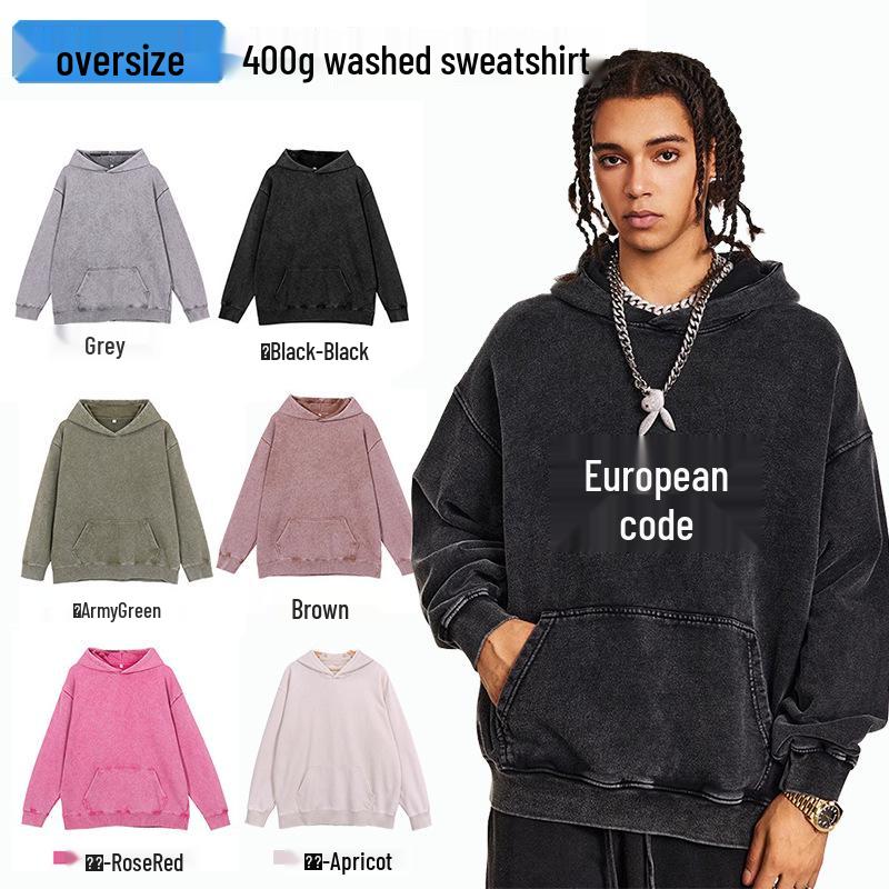 Vintage Style Oversized Hoodie - Plus Size European American Print M