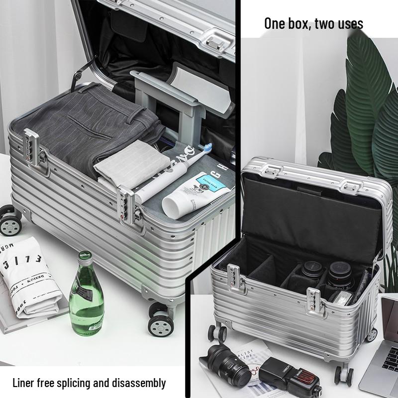 18-Inch Men's Aluminum-Magnesium Alloy Camera Carry-On Suitcase